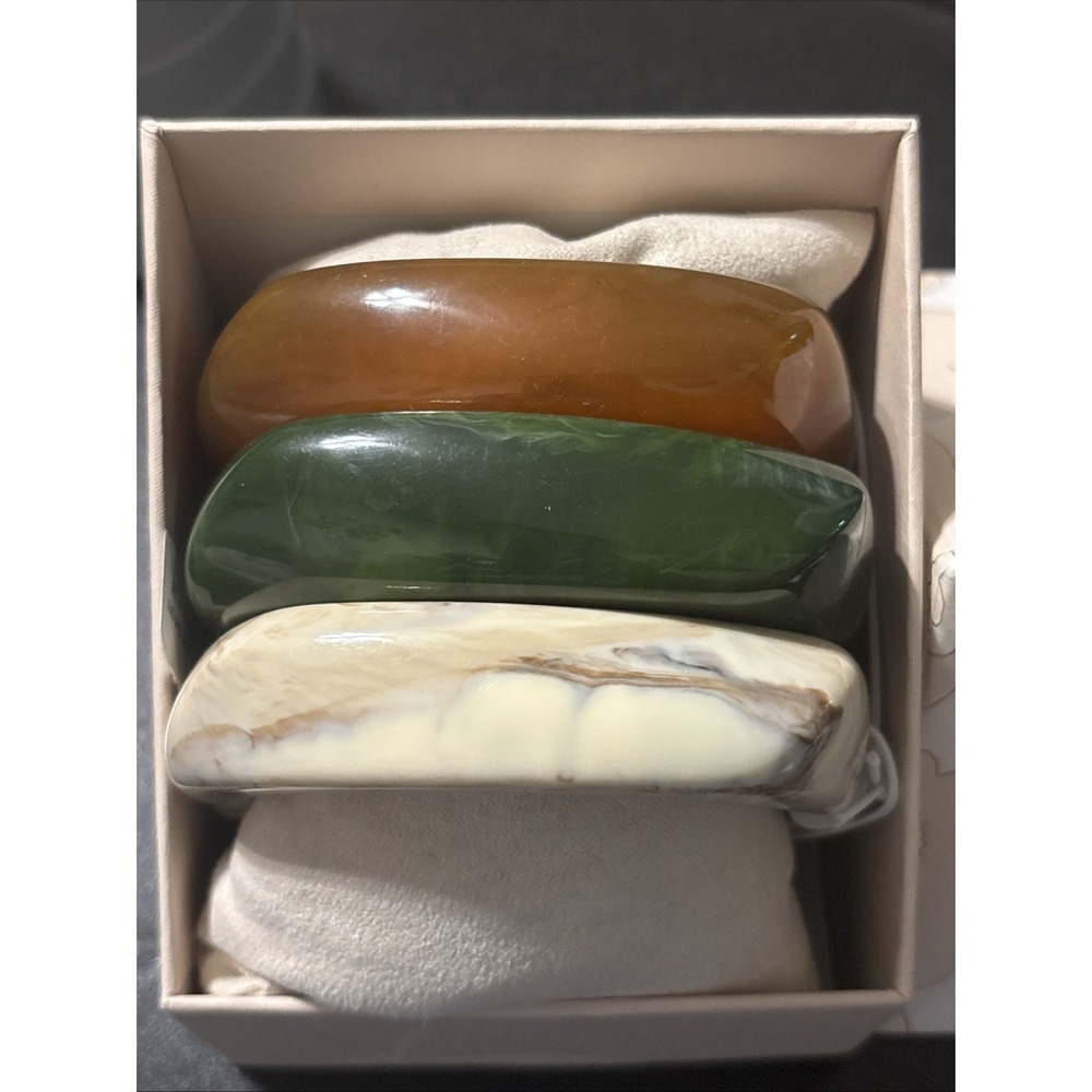 Piper K Bangles Set Of 3 Bracelets Earth tones Green Cream And Brown